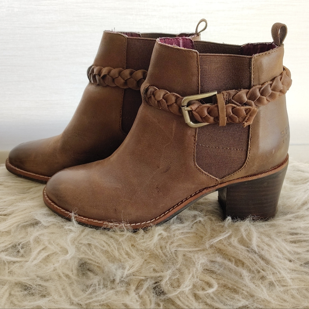 Sperry Liberty Brown Leather Ankle Booties Size 5.5